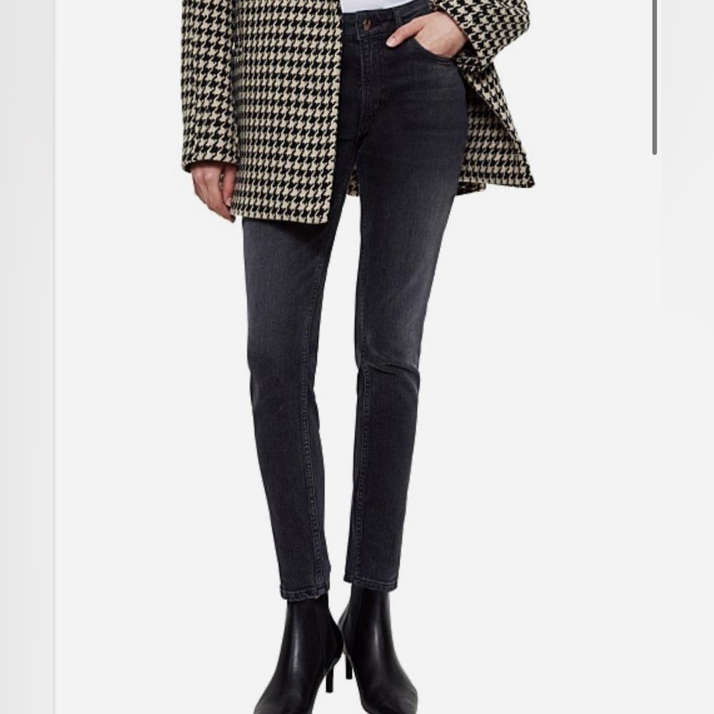 anine bing gabe mid rise ankle skinny washed black